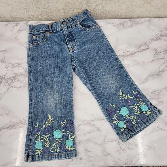 Old Navy + Children's Place Y2K Girls Denim Jeans with Embroidered Design Lot - Picture 3 of 16